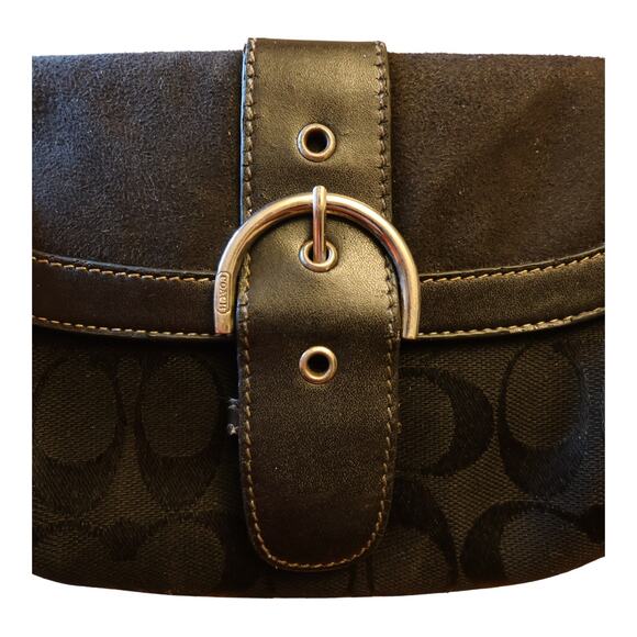 Coach Signature C Canvas Leather Wallet Black Buckle Clutch LO4M-1894 Americana - Picture 5 of 9